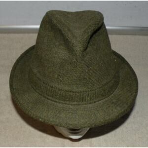 Vintage Resistol Self Conforming Wool Fedora Hat Green 7 1/8